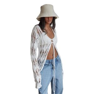 NWT OAK + FORT Cream 100% Cotton Sun Outdoor Fashion Bucket Hat One Size